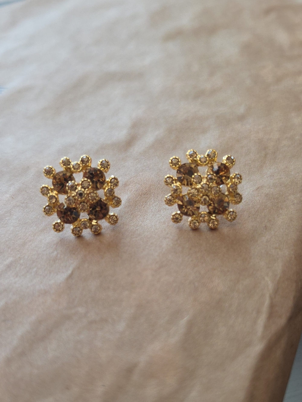 Goldtone Crystal Cluster Stud Earrings - Elegant Women's Jewelry